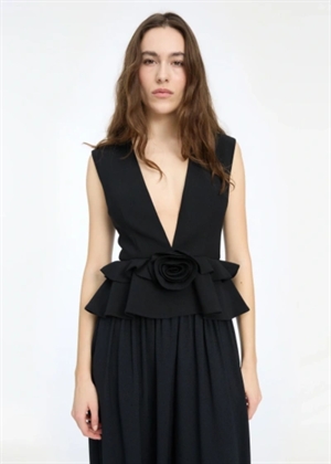 Fleuri v-neck flower top Sort ROTATE